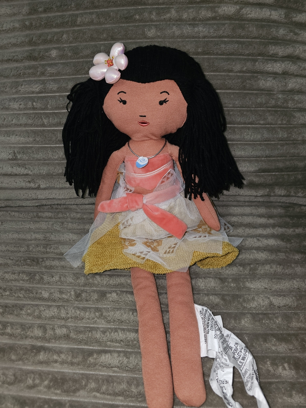 Disney Coral and Yellow Fabric Doll with Black Yarn Hair - SF 1